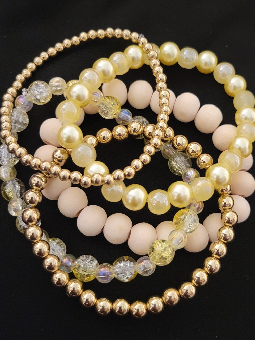 Hand Crafted Stretch Beaded Bracelet Set of 
5